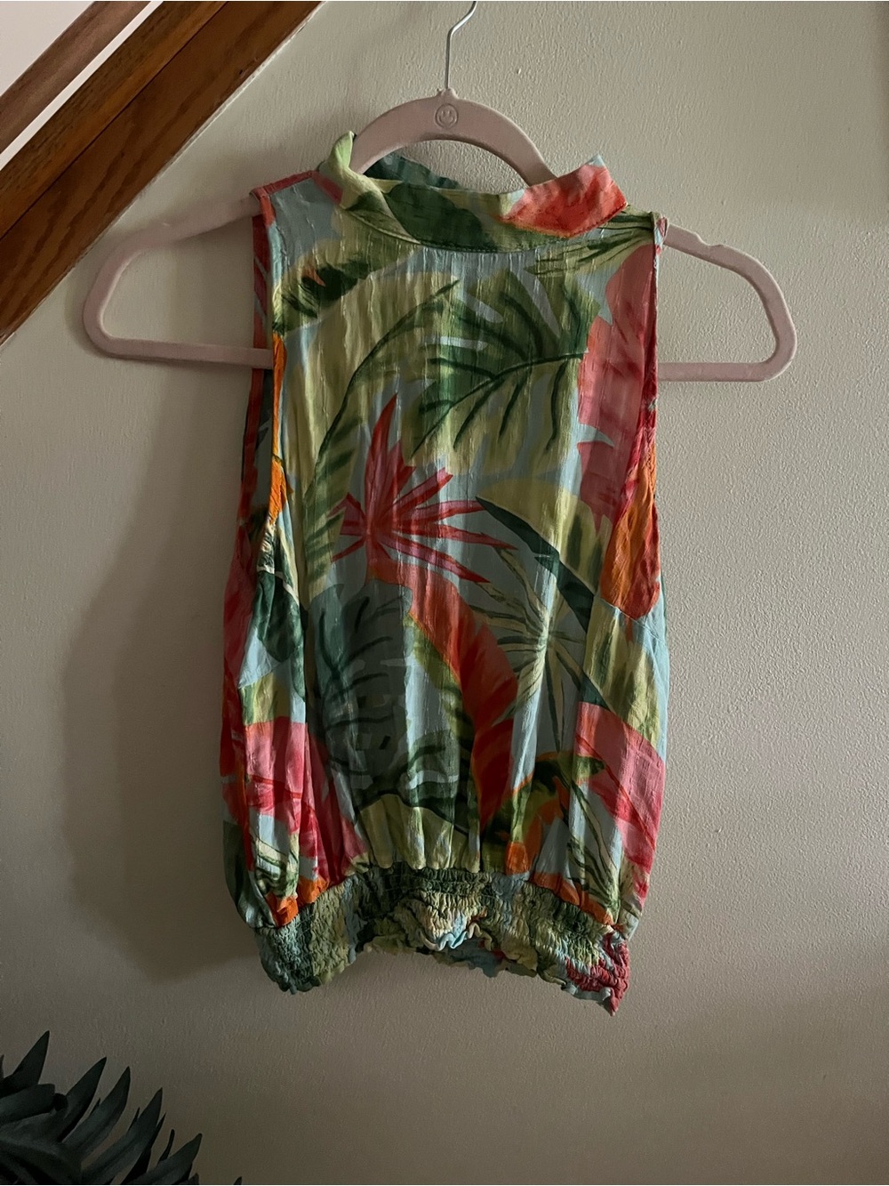 Rachel Tropical Print Sleeveless Camisole - Green Coral Multi